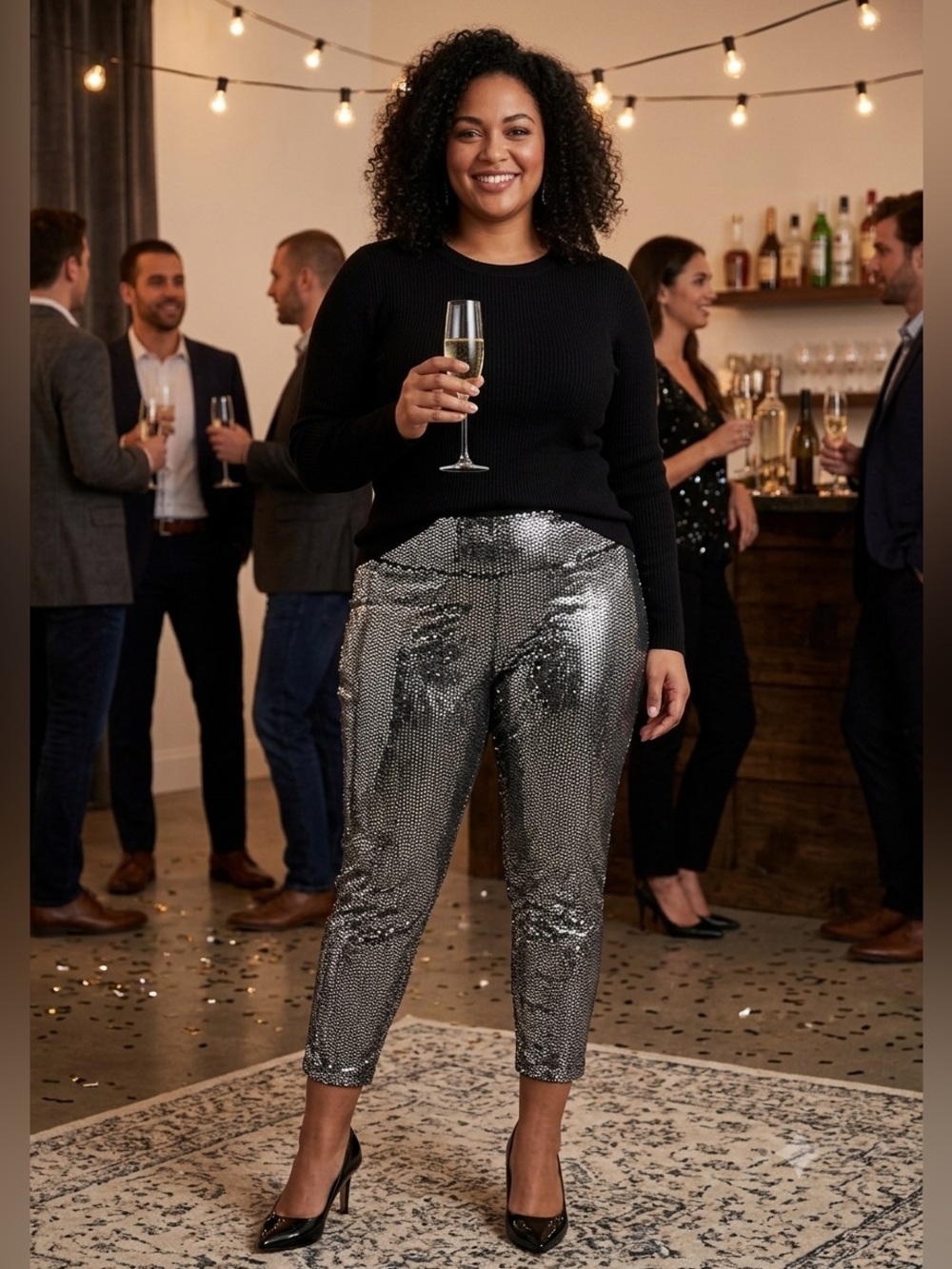 INC. International Concepts High-Rise Silver Sequin Pants NWT (DM)